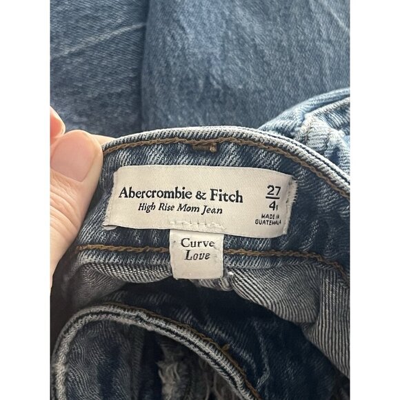 Abercrombie And Fitch High Rise Mom Jean Curve Love Size 27/4R Distressed - Picture 10 of 10